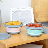 3Pcs Folding Camping Bowl Set Portable Silicone Kitchen Containers for Travel Outdoor Camping - Close-Up Angle