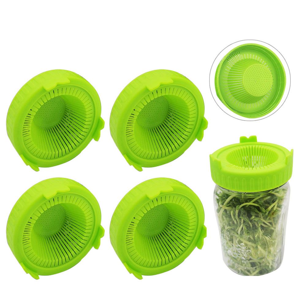 4Pcs Easy Rinse and Drain Plastic Sprouting Lids for Wide Mouth Jars