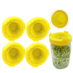 4Pcs Easy Rinse and Drain Plastic Sprouting Lids for Wide Mouth Jars