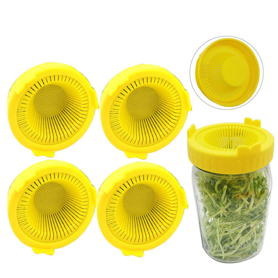 4Pcs Easy Rinse and Drain Plastic Sprouting Lids for Wide Mouth Jars