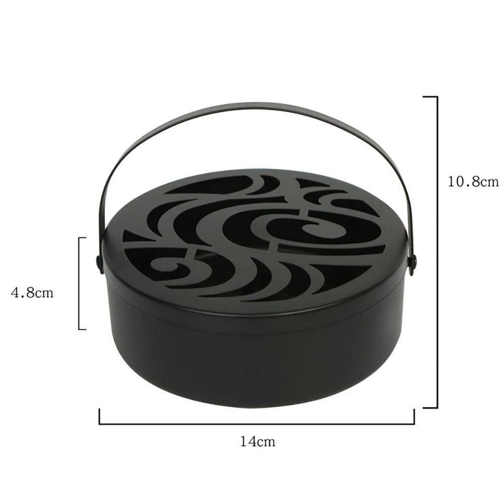 Iron Mosquito Coil Holder Hollow Mosquito Coil Box Round Incense with Handle