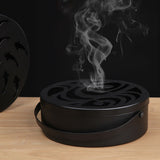 Iron Mosquito Coil Holder Hollow Mosquito Coil Box Round Incense with Handle
