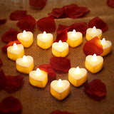 24 Pcs Heart Shape LED Candles Tea Light Romantic Love LED Candles for Valentine s Day Wedding Table Decor