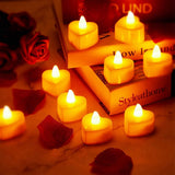24 Pcs Heart Shape LED Candles Tea Light Romantic Love LED Candles for Valentine s Day Wedding Table Decor