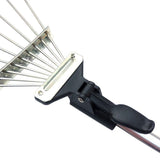 Adjustable Garden Leaf Rake Alloy Telescopic Hoe Grass Tool Multi Toothed Metal Rake for Deciduous Hay Grass of Lawn and Yard - Front View