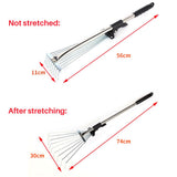Adjustable Garden Leaf Rake Alloy Telescopic Hoe Grass Tool Multi Toothed Metal Rake for Deciduous Hay Grass of Lawn and Yard - Side View