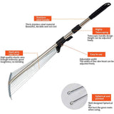 Adjustable Garden Leaf Rake Alloy Telescopic Hoe Grass Tool Multi Toothed Metal Rake for Deciduous Hay Grass of Lawn and Yard - 45-Degree Angle