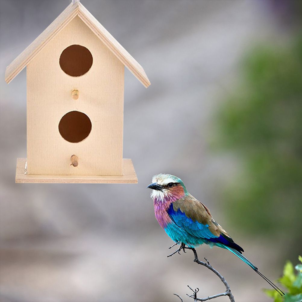 Wooden Bird House Hanging Nesting Box Birdhouse for Outdoor Garden Decorations