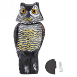 Horned Owl Decoy and 360° Rotating Head Owl Statue to Scare Birds Away for Patio Yard Garden