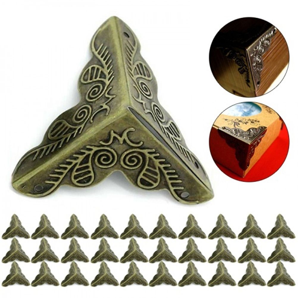 30Pcs Box Corner Protectors Carved Metal Case Wooden Box Edge Safety Guards