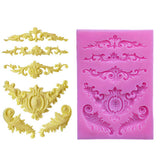 DIY 3D Sculpted Flower Baroque Scroll Silicone Mold Fondant Mold Cupcake Cake Decoration Tool