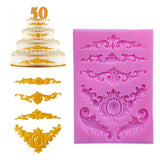 DIY 3D Sculpted Flower Baroque Scroll Silicone Mold Fondant Mold Cupcake Cake Decoration Tool - Side View