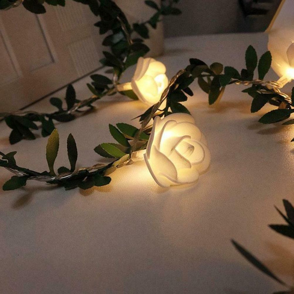 3Meter 20Leds Rose Flower LED Christmas Garland Fairy String Lights Battery Powered Outdoor Wedding Garden Party Decoration