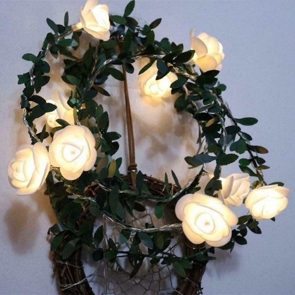3Meter 20Leds Rose Flower LED Christmas Garland Fairy String Lights Battery Powered Outdoor Wedding Garden Party Decoration