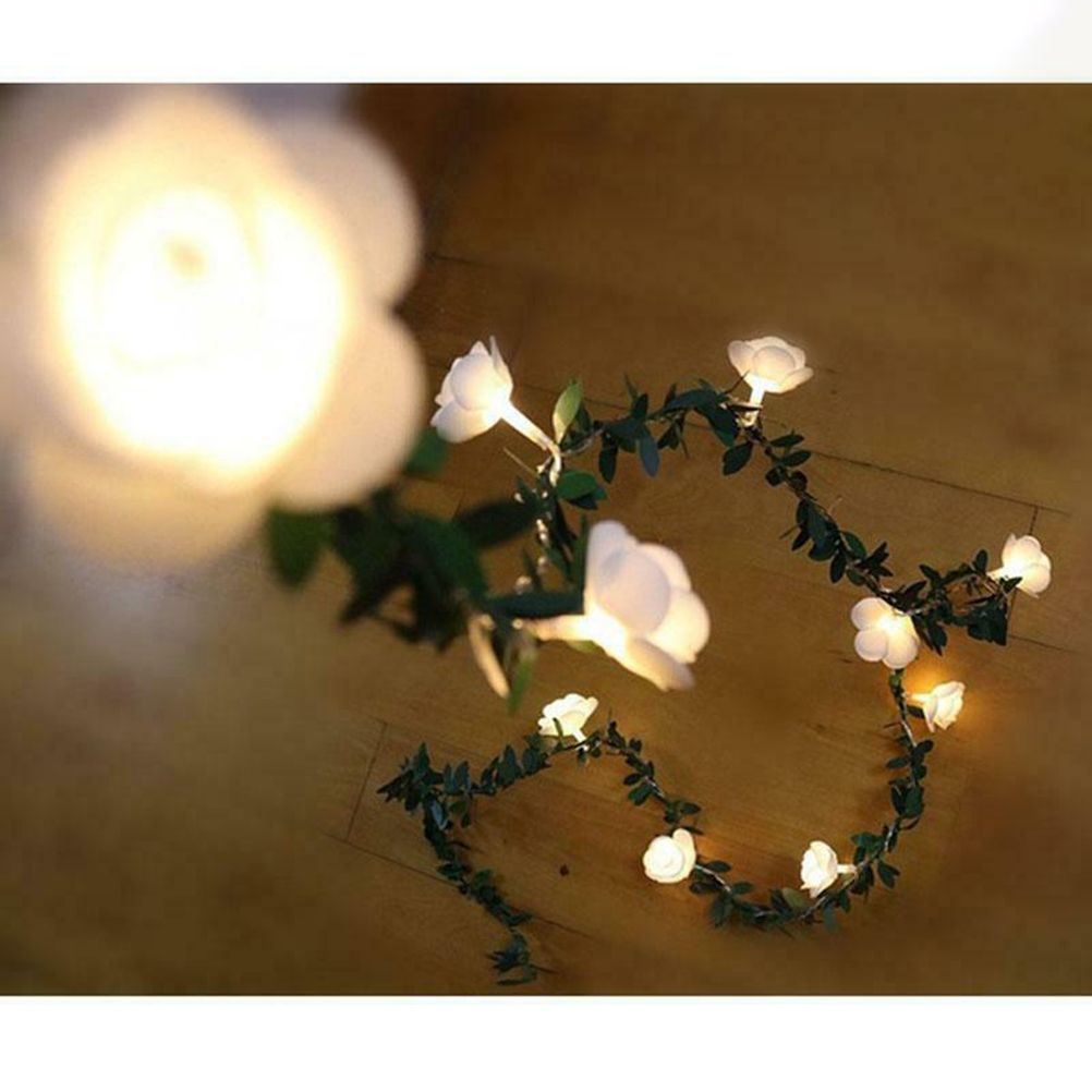 3Meter 20Leds Rose Flower LED Christmas Garland Fairy String Lights Battery Powered Outdoor Wedding Garden Party Decoration