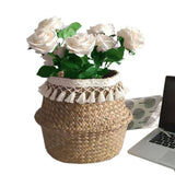 Natural Woven Straw Basket Foldable Woven Storage Basket Plant Straw Basket