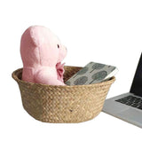 Natural Woven Straw Basket Foldable Woven Storage Basket Plant Straw Basket