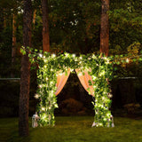 Artificial Plants LED String Light Green Leaf Vine Battery Operated Fairy String Lights for Home Wedding Decor - Close-Up Angle