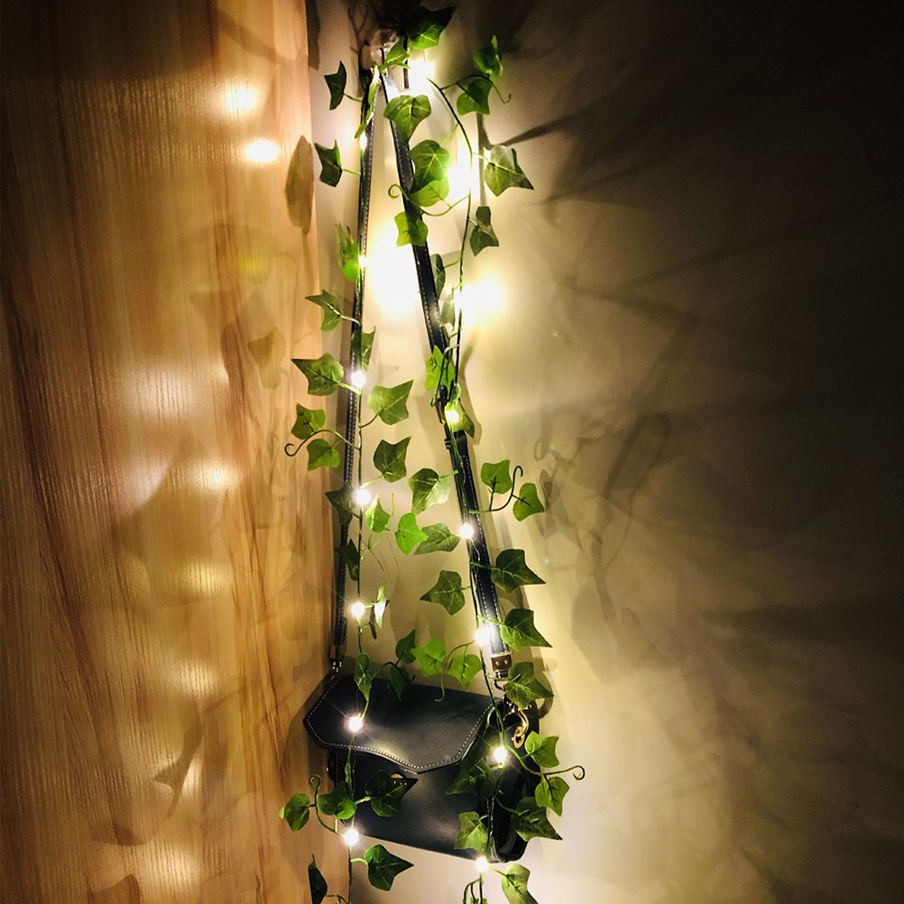 Artificial Plants LED String Light Green Leaf Vine Battery Operated Fairy String Lights for Home Wedding Decor