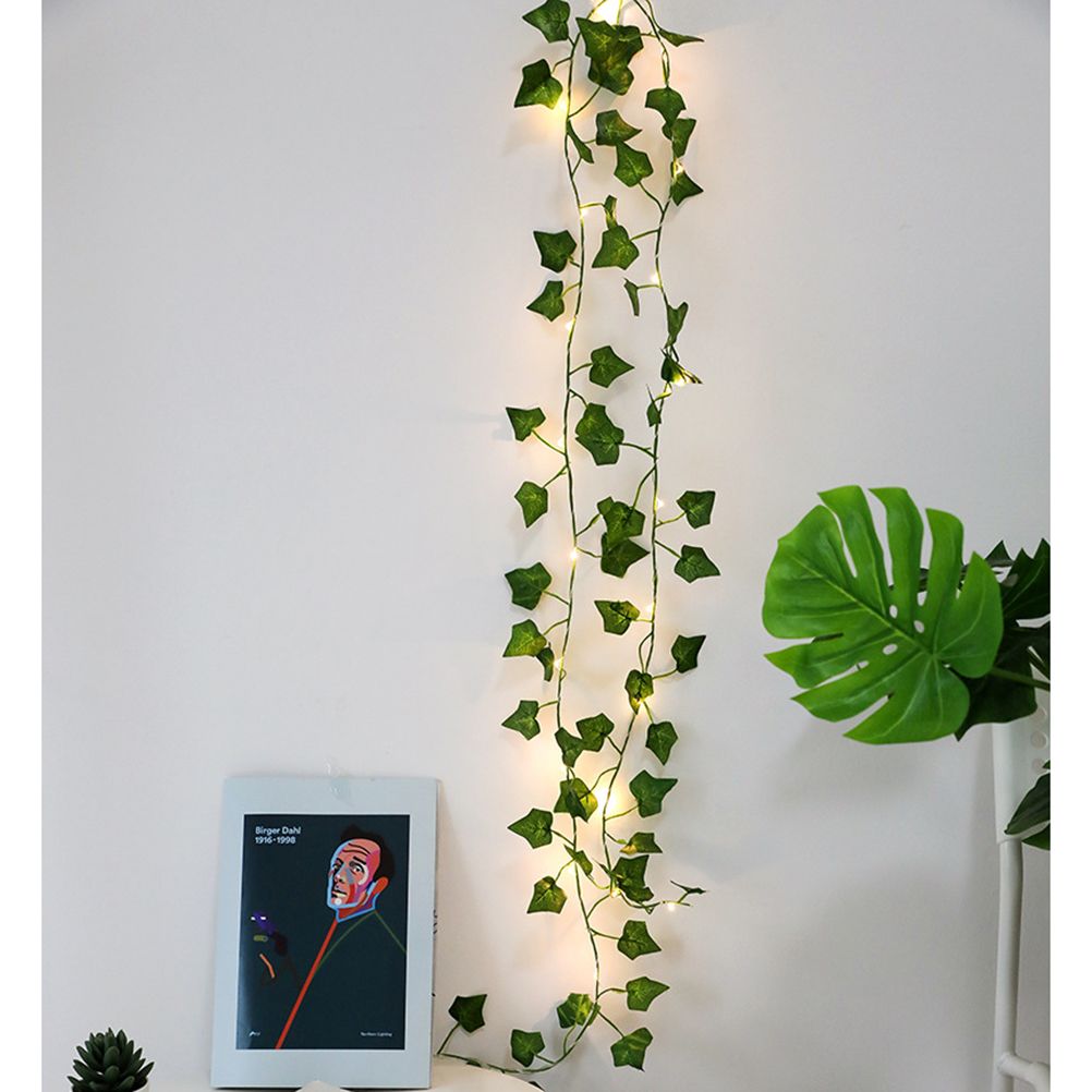 Artificial Plants LED String Light Green Leaf Vine Battery Operated Fairy String Lights for Home Wedding Decor