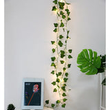 Artificial Plants LED String Light Green Leaf Vine Battery Operated Fairy String Lights for Home Wedding Decor