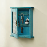 Key Organizer Wooden Key Cabinet Wall Box Beautiful Durable Retro Acrylic Door Key Storage Box - Top-Down View