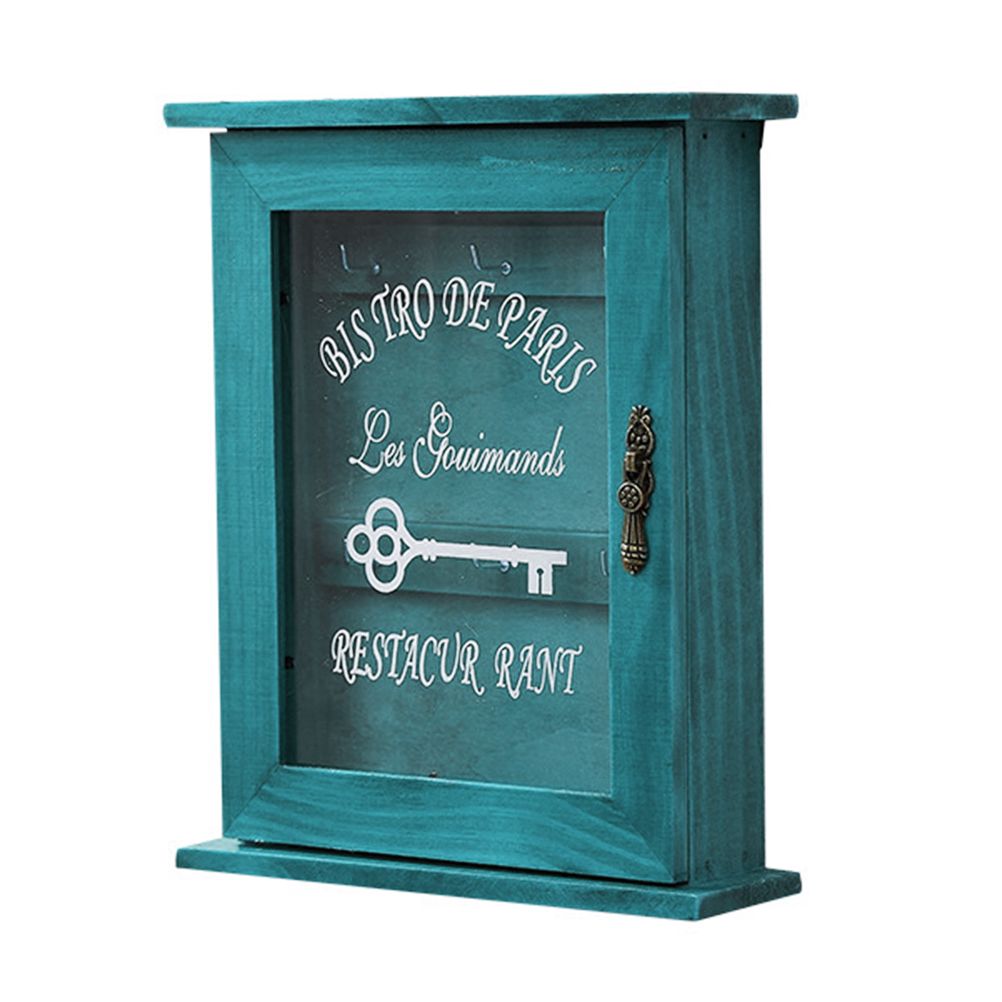 Key Organizer Wooden Key Cabinet Wall Box Beautiful Durable Retro Acrylic Door Key Storage Box