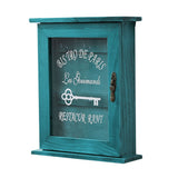Key Organizer Wooden Key Cabinet Wall Box Beautiful Durable Retro Acrylic Door Key Storage Box - Close-Up Angle