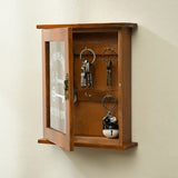 Key Organizer Wooden Key Cabinet Wall Box Beautiful Durable Retro Acrylic Door Key Storage Box