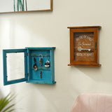 Key Organizer Wooden Key Cabinet Wall Box Beautiful Durable Retro Acrylic Door Key Storage Box - Rear View