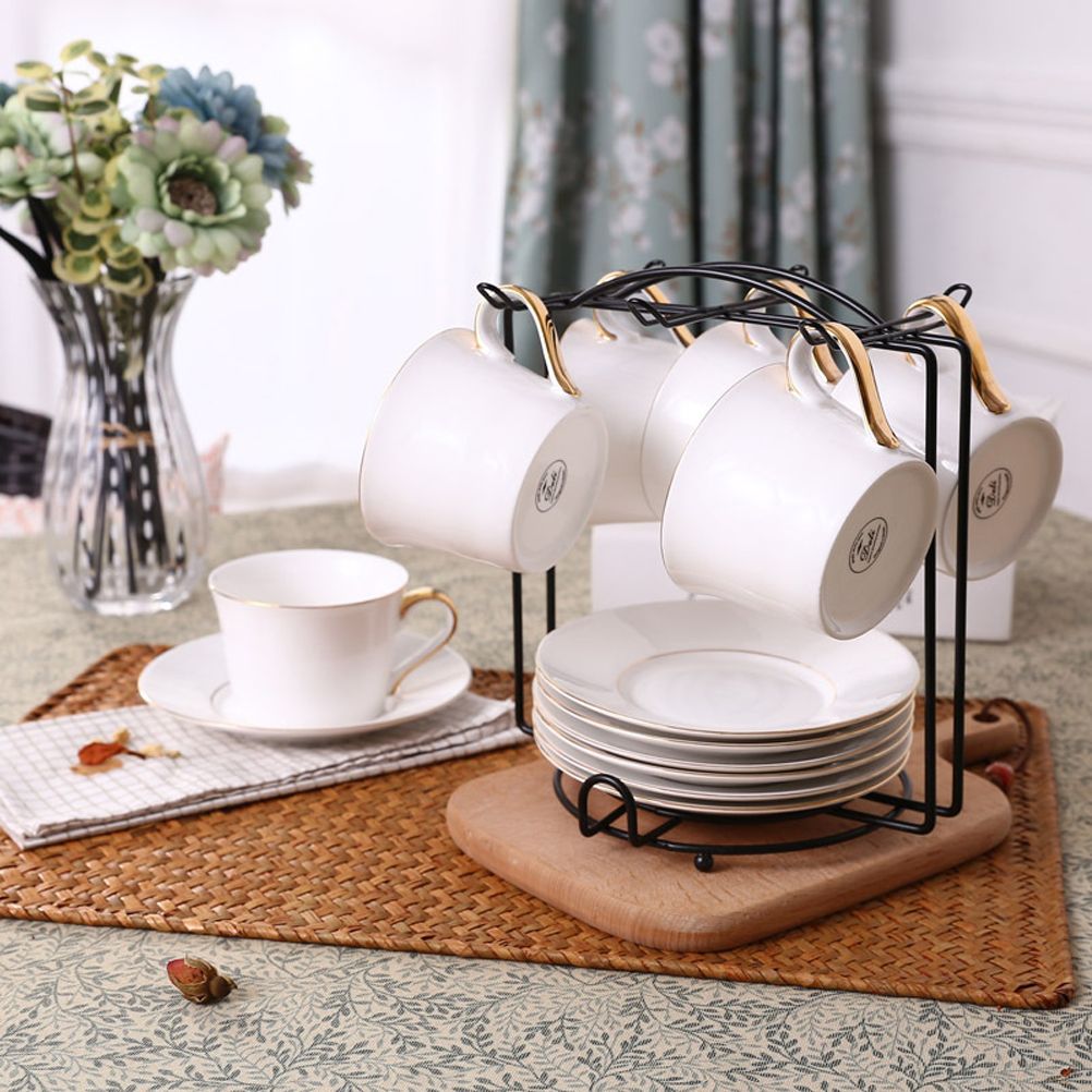 Tea Cups Display Stand Anti Rust Cups Holder Stainless Steel Drying Rack for Cups Dishes
