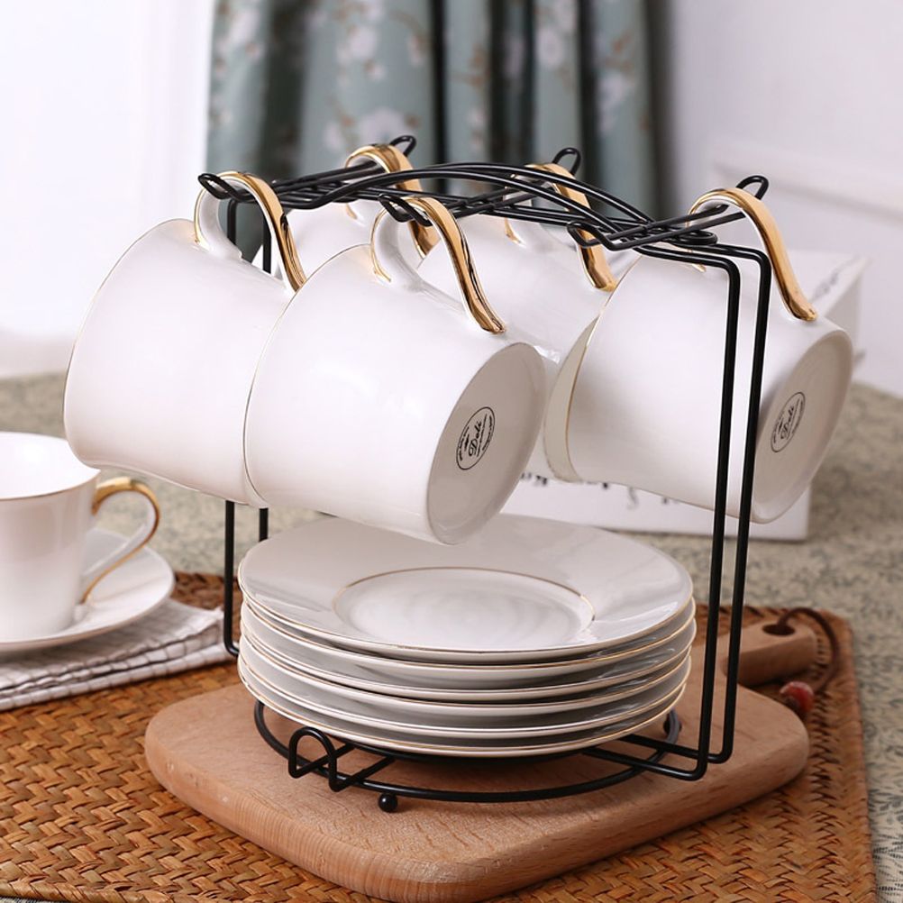 Tea Cups Display Stand Anti Rust Cups Holder Stainless Steel Drying Rack for Cups Dishes