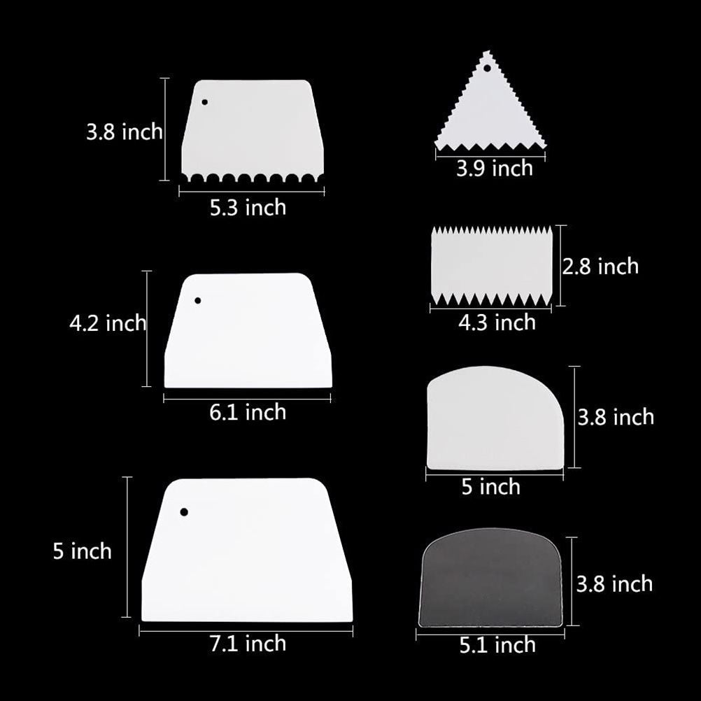 7Pcs Plastic Cake Edge Scrappers Cutters Smoother Tool Set Dough Scraper Cake Scraper for Baking Cake