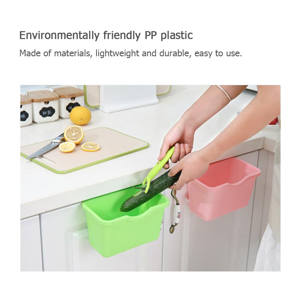 Kitchen Cabinet Door Plastic Basket Hanging Trash Can Waste Bin Garbage Bin Box