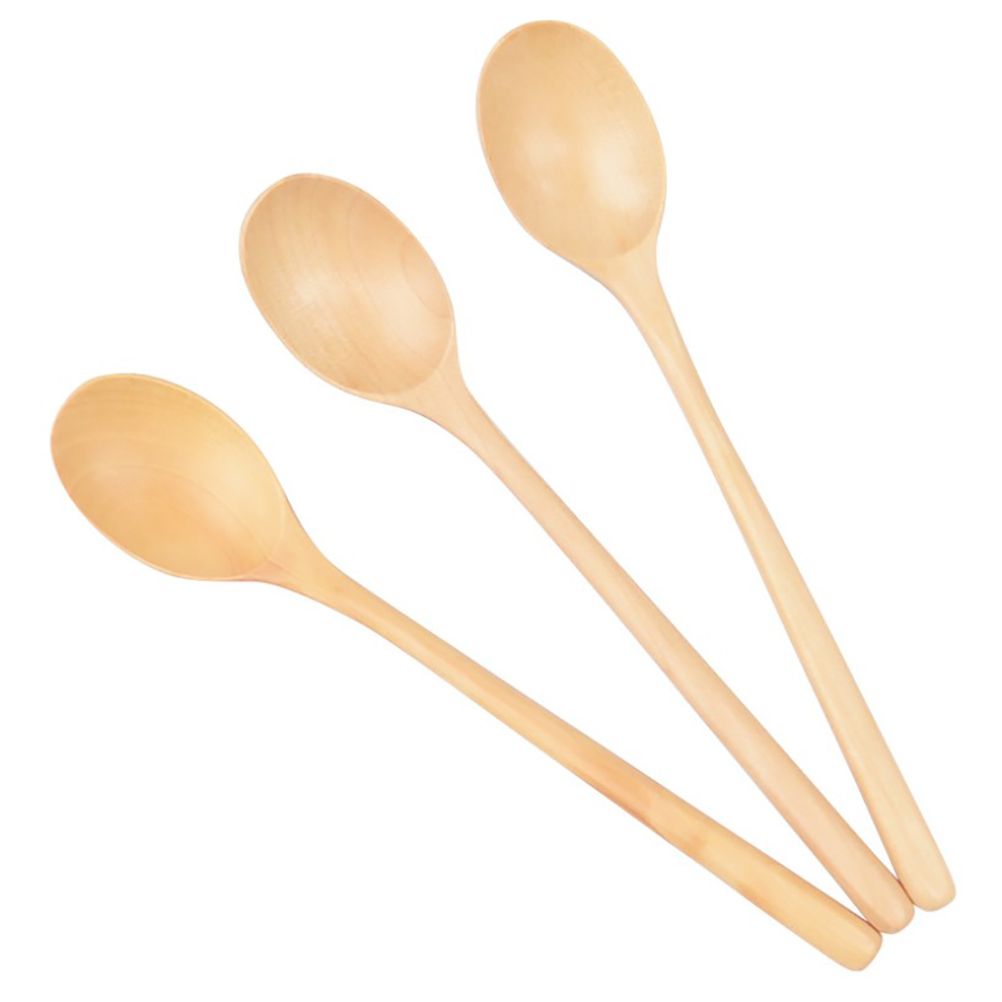 4pcs Small Wooden Spoon Honey Spoons Long Handle Kitchen Milk Soup Spoons for Seasoning Coffee Tea Sugar