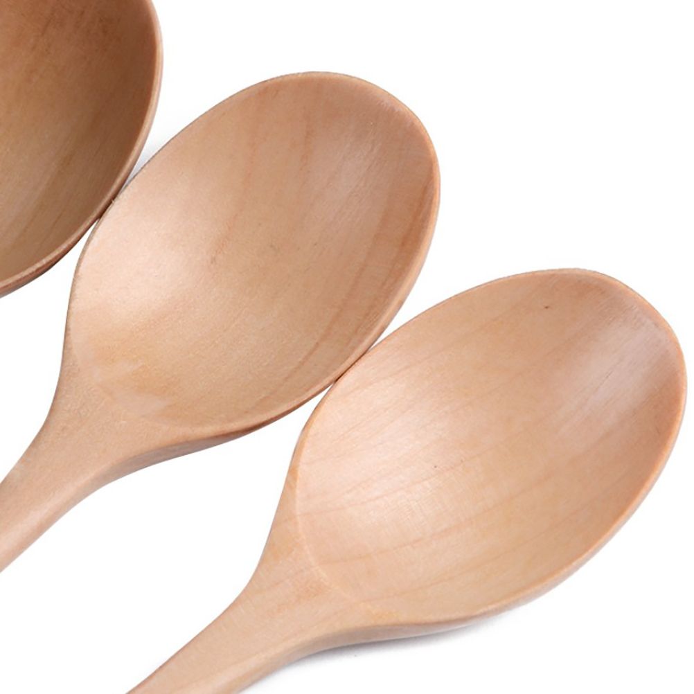 4pcs Small Wooden Spoon Honey Spoons Long Handle Kitchen Milk Soup Spoons for Seasoning Coffee Tea Sugar