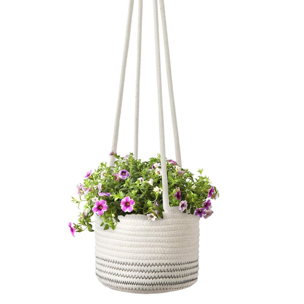 Hanging Plant Pot Holder Braided Plant Basket Indoor Flower Pot Plant Holder Hanging Cotton Rope Plant Storage Organiser
