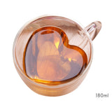 180ml/240ml Heart Shaped Double Wall Glass Mug Heat Resistant Tea Mug