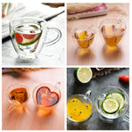 180ml/240ml Heart Shaped Double Wall Glass Mug Heat Resistant Tea Mug