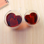 180ml/240ml Heart Shaped Double Wall Glass Mug Heat Resistant Tea Mug