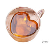180ml/240ml Heart Shaped Double Wall Glass Mug Heat Resistant Tea Mug