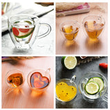 180ml/240ml Heart Shaped Double Wall Glass Mug Heat Resistant Tea Mug