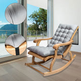 Suede Sun Lounger Chair Cushions Non Slip Rocking Chair Cushion Garden Recliner Quilted Thick Padded Seat Cushion with Ties - Top-Down View