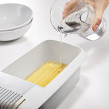 Microwave Pasta Cooker with Strainer Heat Resistant Pasta Boat Spaghetti Noodle Cooker - Side View