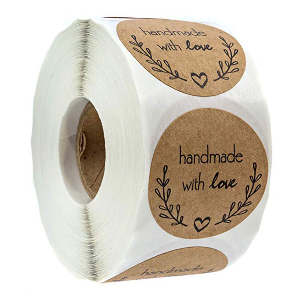 500Pcs Letters Stickers Round Self Adhesive Kraft Paper Labels Gift Tags