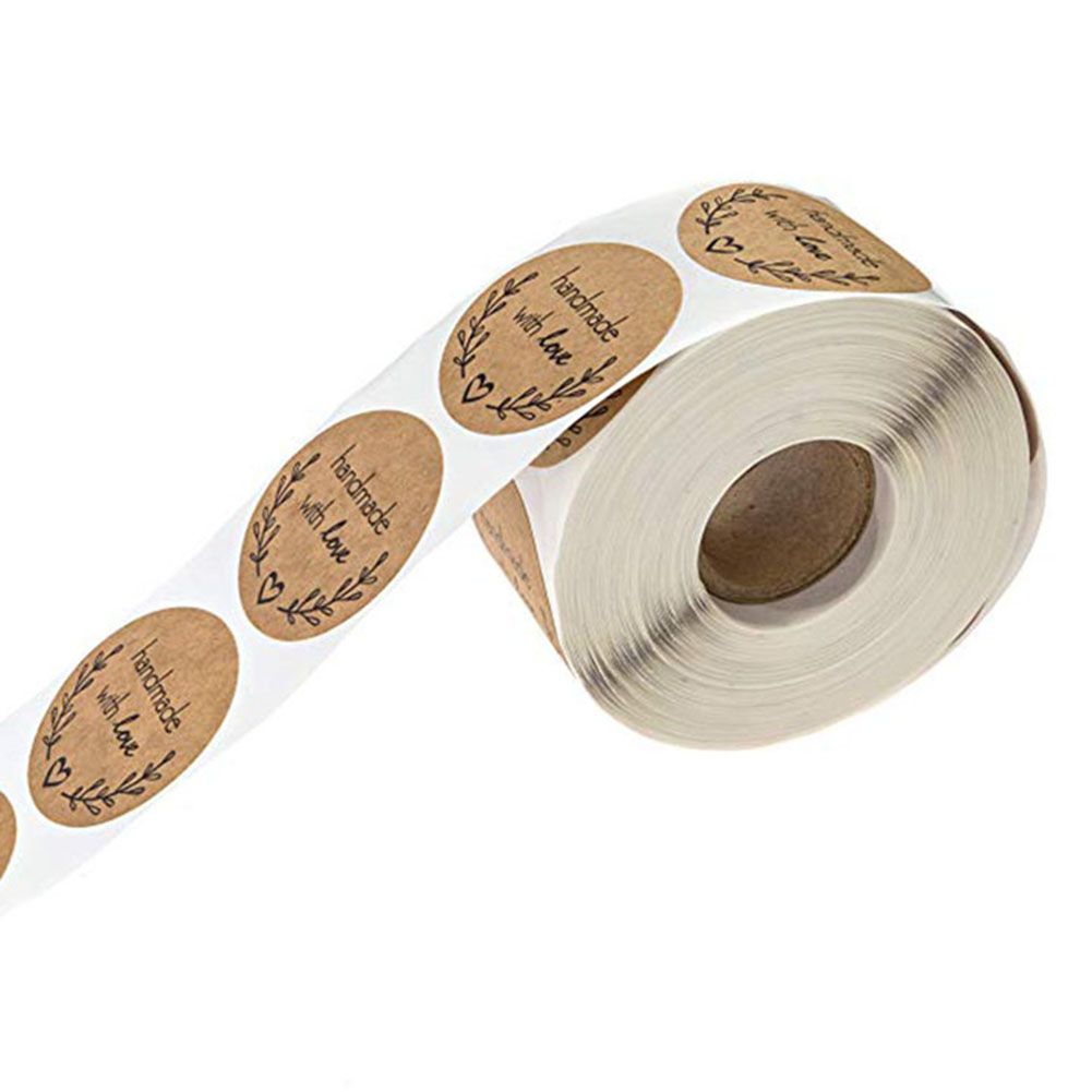 500Pcs Letters Stickers Round Self Adhesive Kraft Paper Labels Gift Tags