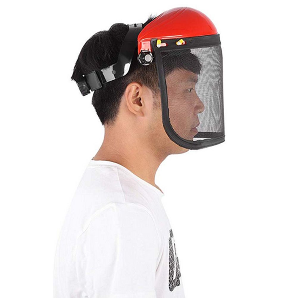 Safety Helmet Hat with Full Face Mesh Visor for Logging Brushcutter Forestry Protection Mesh Mower Helmet
