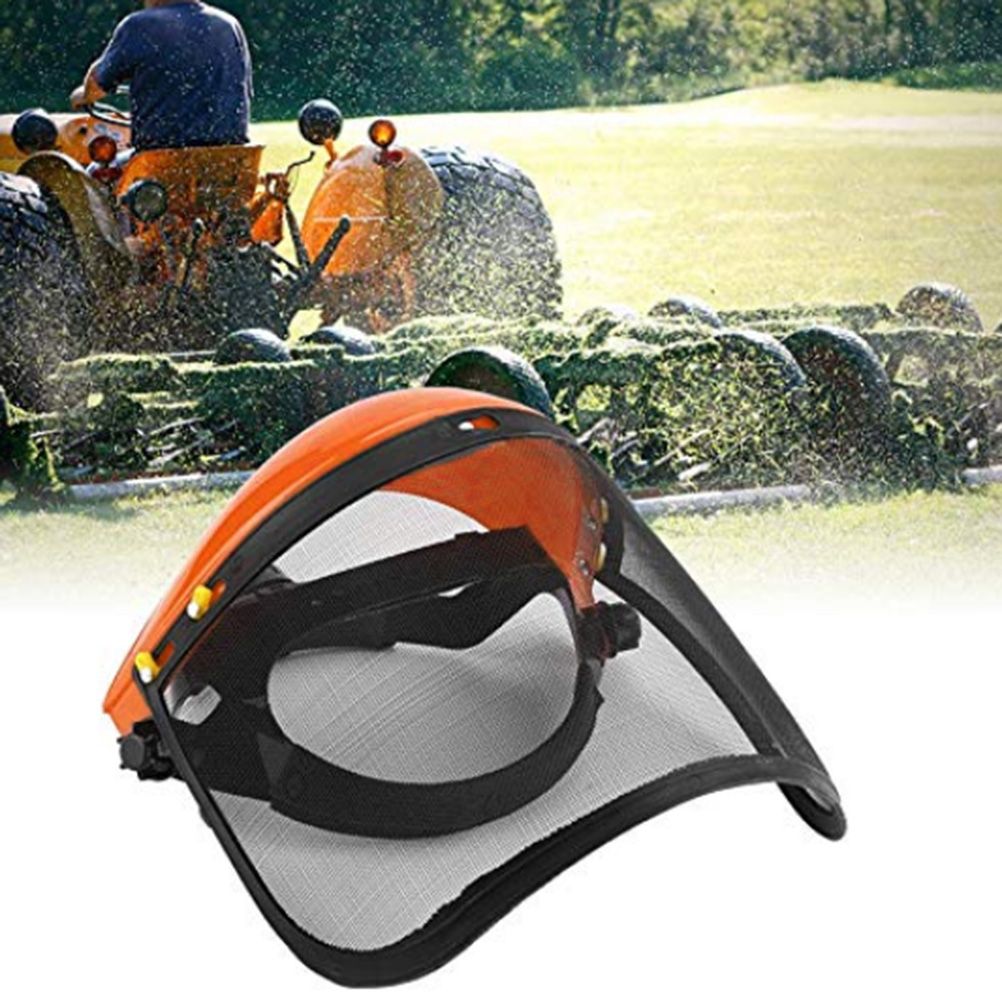 Safety Helmet Hat with Full Face Mesh Visor for Logging Brushcutter Forestry Protection Mesh Mower Helmet