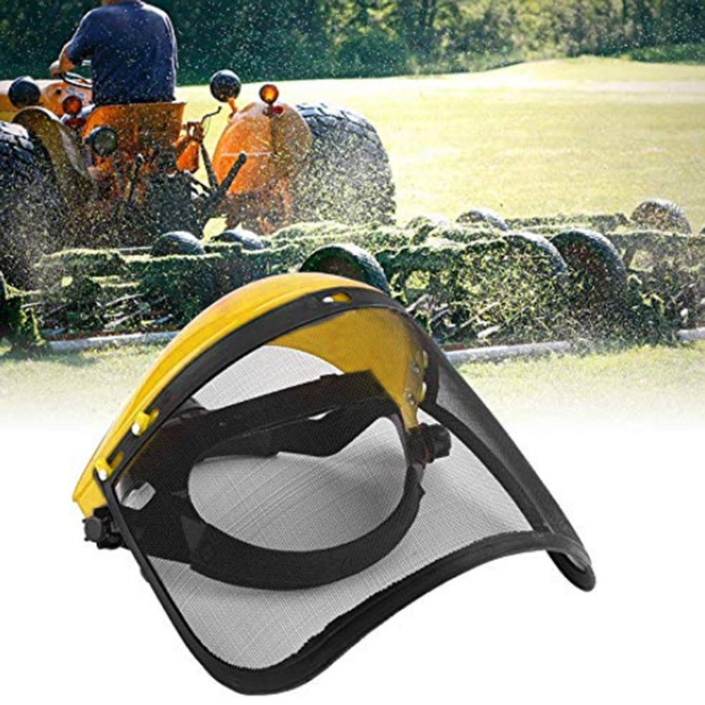 Safety Helmet Hat with Full Face Mesh Visor for Logging Brushcutter Forestry Protection Mesh Mower Helmet