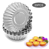 20Pcs Egg Tart Molds Mini Aluminum Cake Muffin Moulds Tins Pans Non Stick Cupcake Cake Moulds Kitchen Reusable Baking Tools